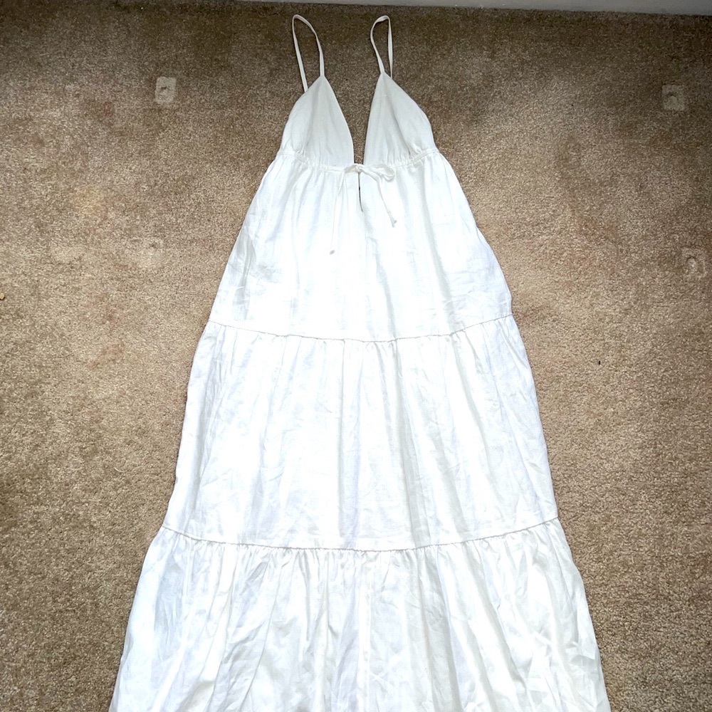 Reformation White Linen Strap Dress in Size M